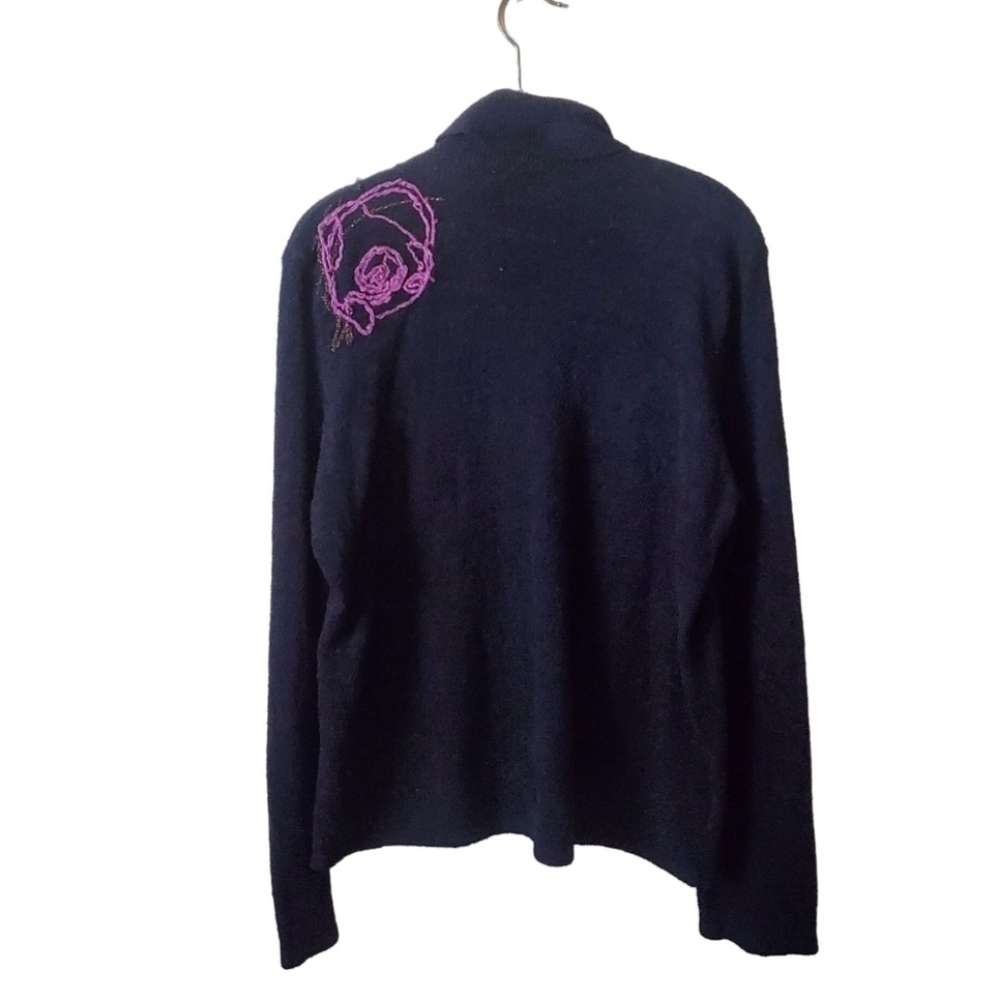 Susan Bristol Vintage Black Multi Media Turtleneck Sweater Size M - Picture 3 of 8